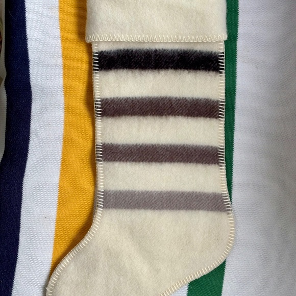 100% WOOL HBC STERLING STRIPES Christmas Stocking. Like NEW! - Picture 1 of 7